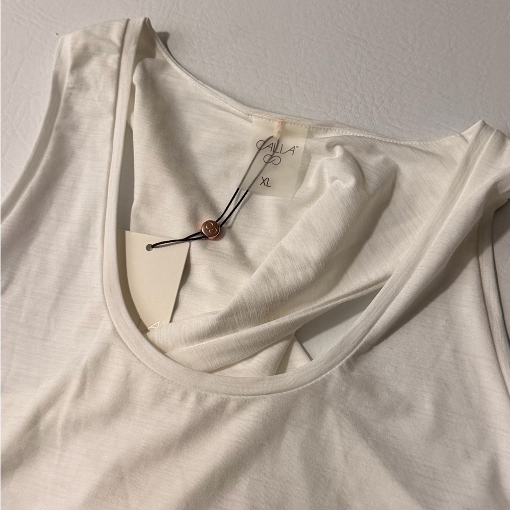 Calia Woman’s Twisted Back Tank Top, White,‎ XL - Picture 3 of 8
